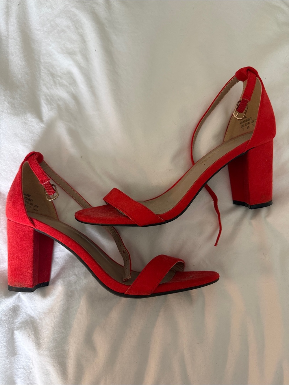 Dream Pairs Red Suede Block Heel Ankle Strap Sandals